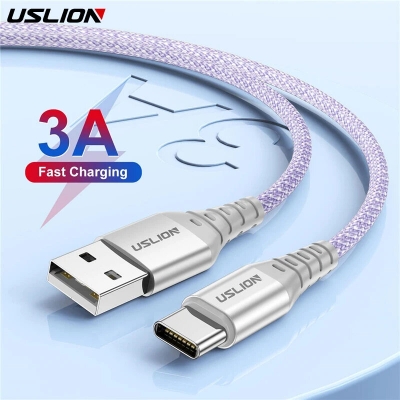 USLION 3A USB-A to Type-C Cable QC2.0 3.0 AFC FCP SCP Fast Charging Data Transmission Copper Core Line 1M Long for iPhone 15 15 Plus for Huawei Mate60 Pro for Samsung Galaxy Z Flip4 for Xiaomi 13pro [2005583]